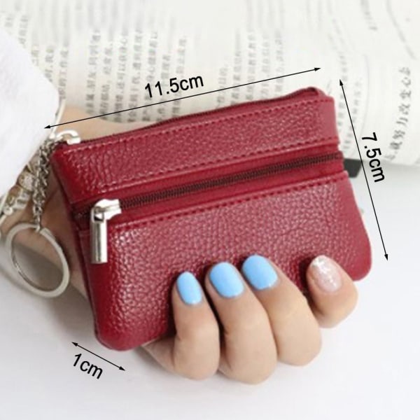 2ST Minikort plånbok PU-läder RÖTT red