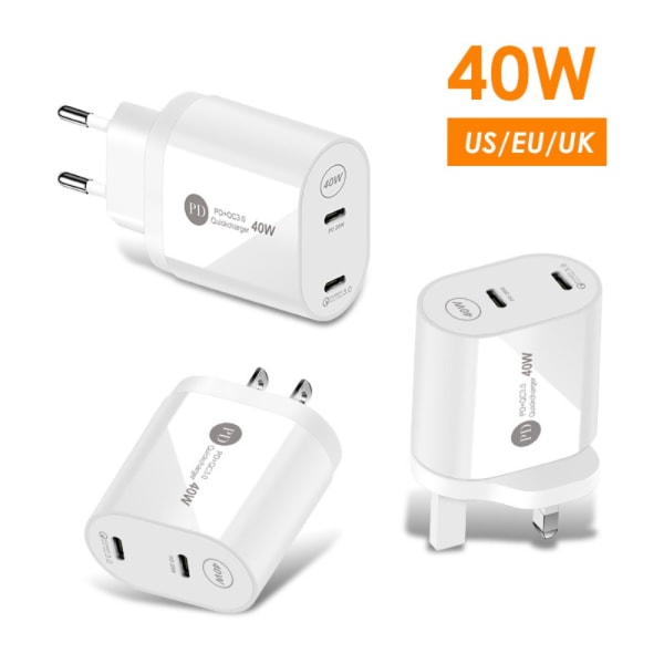 Snabbladdare Dual Port Plug WHITE EU EU White EU-EU