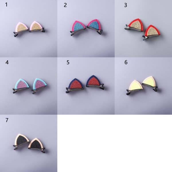 Cat Ear Hårklämmor Glitter Hårnålar 2 2 2