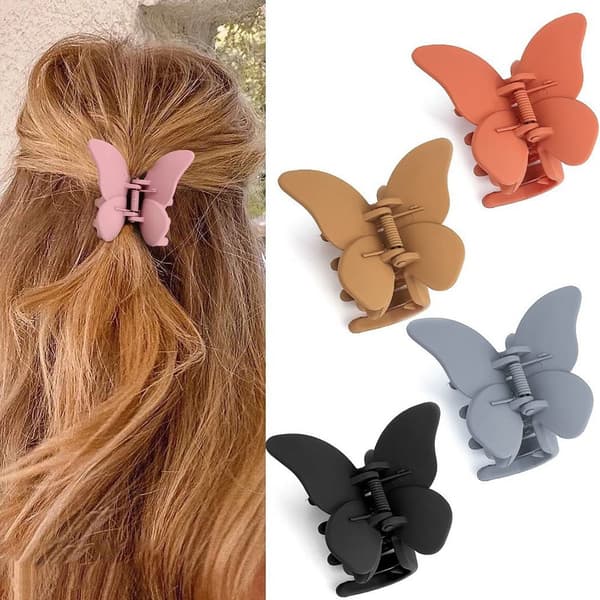 4 st Butterfly Hårklämmor Matta Hair Claw Clips E E E