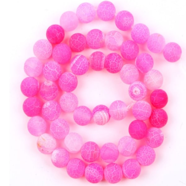 Rosa Froasted Agate Beads Naturlig Gematone Løse Perler Runde