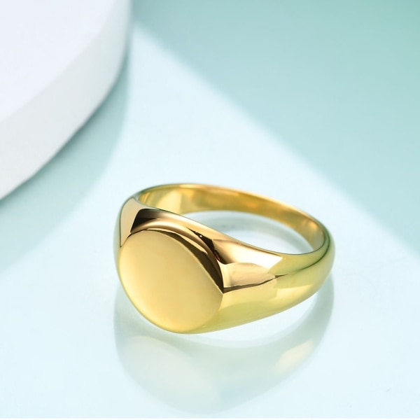 Kvinder Signetring Oval Bredde Ring GULD STØRRELSE 9 gold Size 9