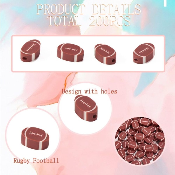 200stk Sports Football Beads Polymer Clay Beads Rugby Football