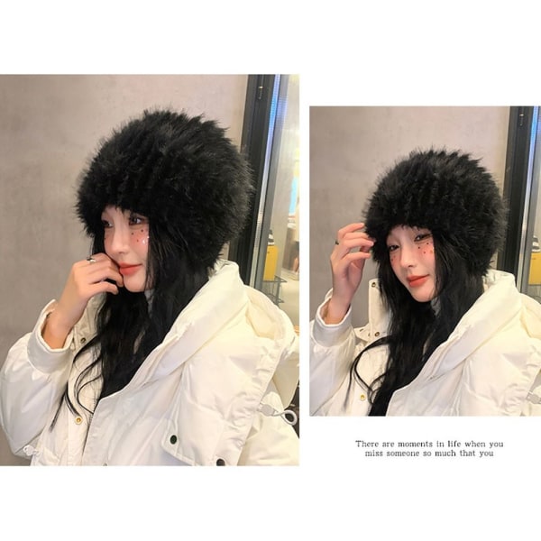Faux Fur Beanies Hat Pehmovuorauslippis CAP white