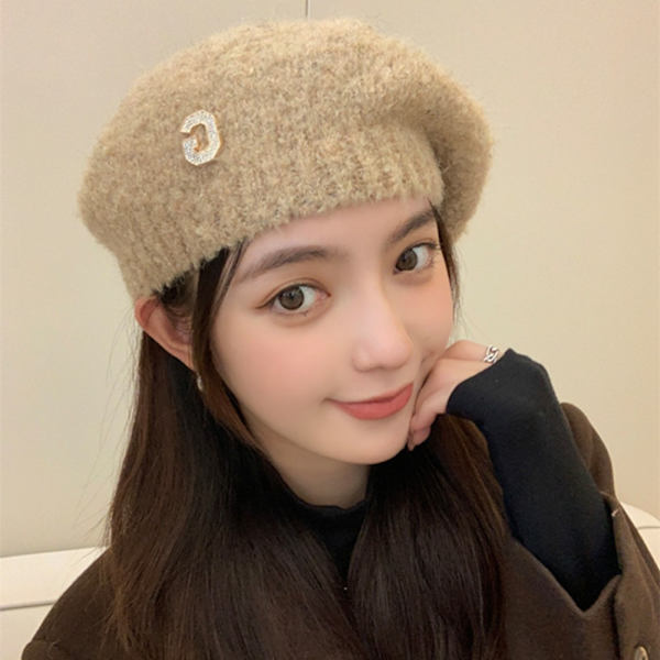 Strikket lue Beret lue SVART Black