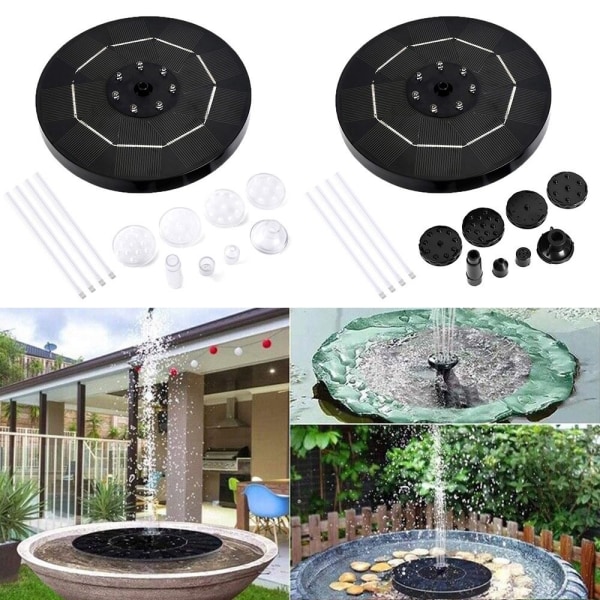 Solar Fontene Vannpumpe Med LED Lys For Fuglebad Solar Powered Color 2