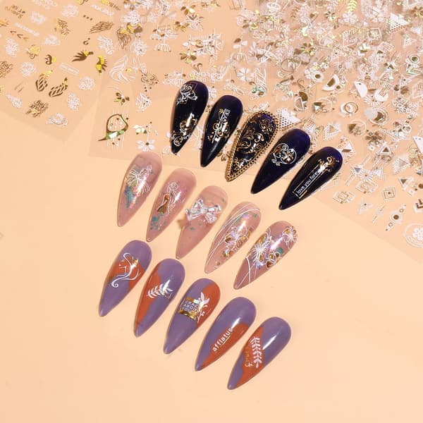 Nageldekaler 3D Bronzing Blommor CJ-048 CJ-048