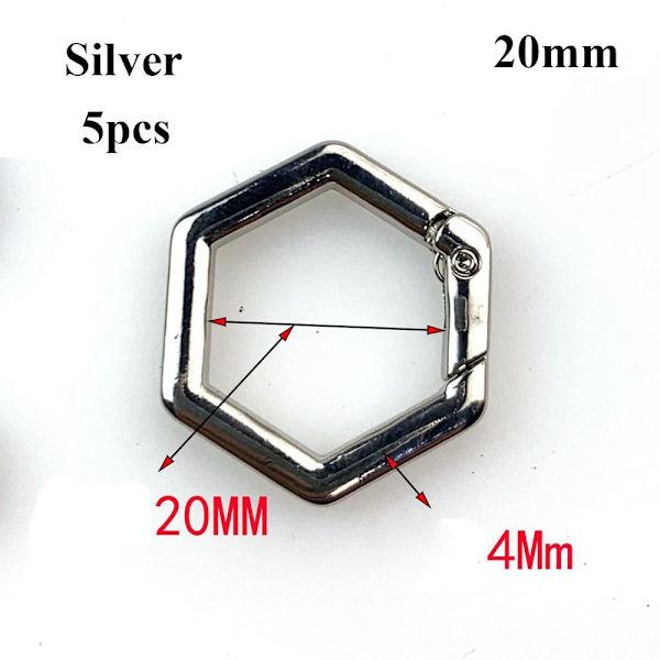 5stk Fjær Hexagon-Ring Spenner Karabin SORT 25MM Black 25mm
