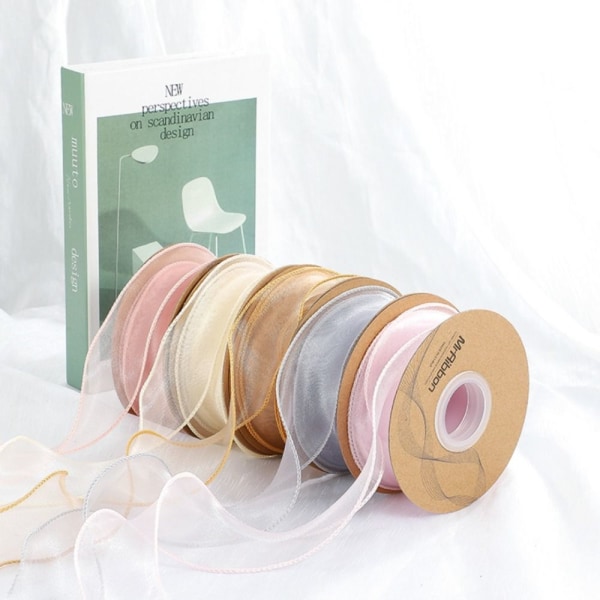 6 STK Sheer Chiffon Ribbon Brede bånd Stofbånd