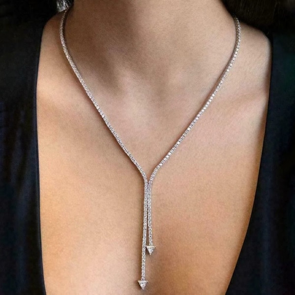 Täysi tekojalokivi ketju Choker Diamond Statement kaulakoru SILVER Silver Style 3-Style 3