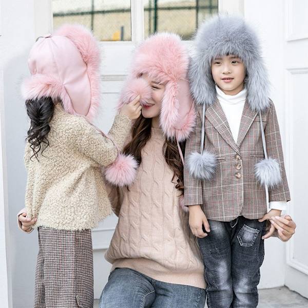 Vanhempi-lapsi Bomber-hatut Tekoturkishattu HARMAA LAPSET LAPSET grey children-children
