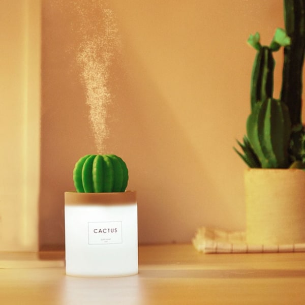 Cactus Humidifier Mini Cool Mist -kostutin yövalolla White