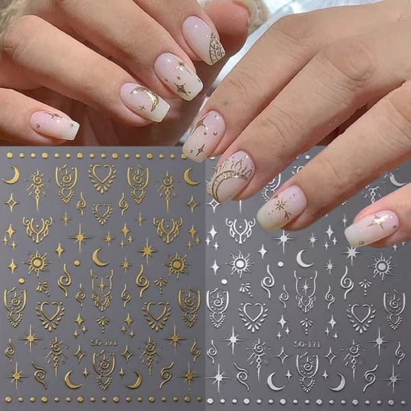 5 Styck/ Set Nail Sticker Slider Dekaler SILVER SILVER Silver