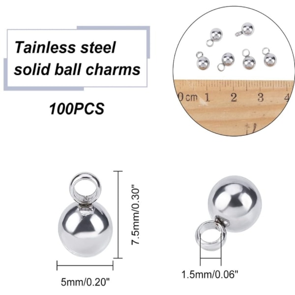 Small Ball Charms Runde Vedhæng Loop Hanger