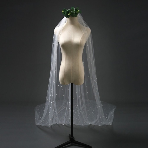 Brudeslør 1 Tier HVID 200CM White 200CM