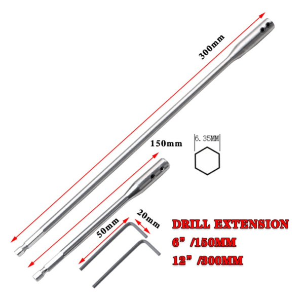 Drill Bit Extension Shank Extender Wood Spade Bit Extension