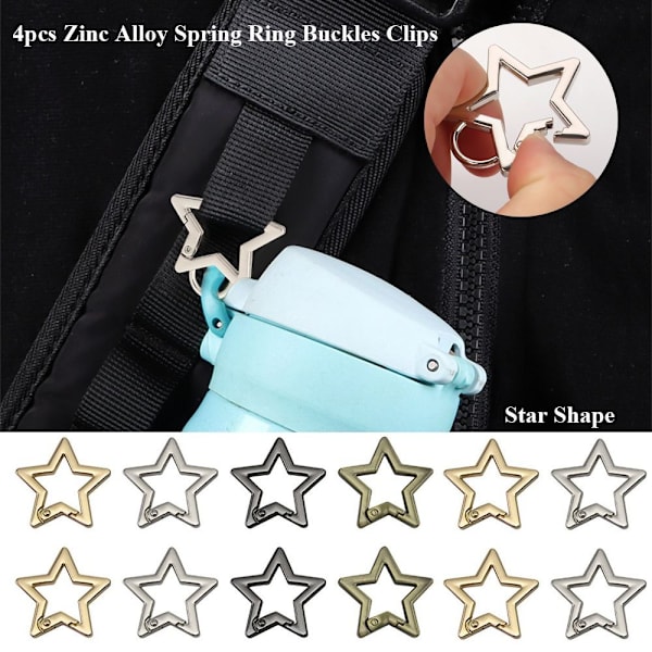 4stk Spring Ring Spænder Karabinhage SORT Black