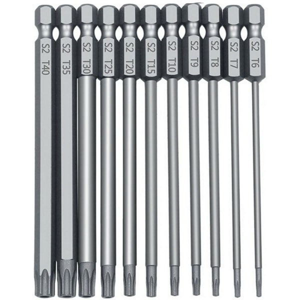 Torx skruvmejsel Bits Plommon blossom Bits ihåligt batchhuvud 11pcs-100mm