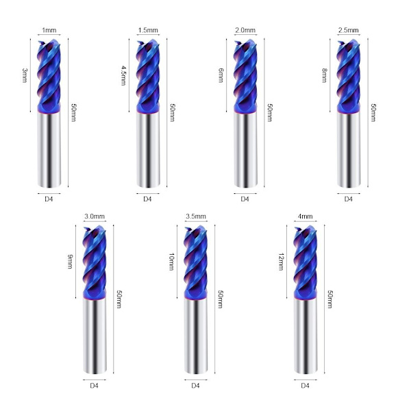 Endfresskjæring Freser 4X12XD4X50MM 4x12xD4x50mm