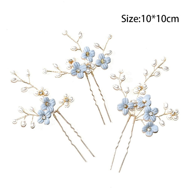 3kpl/ set Flower Hair Pins Hiusklipsit SININEN blue