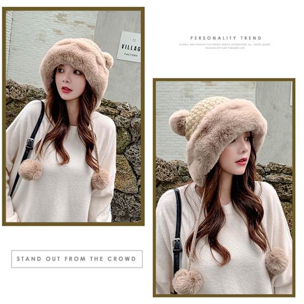 Fuskepelsbeanies Lue strikket lue HVIT white