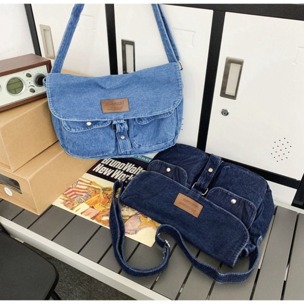 Denim Crossbody Taske Håndtasker LYSEBLÅ Light Blue