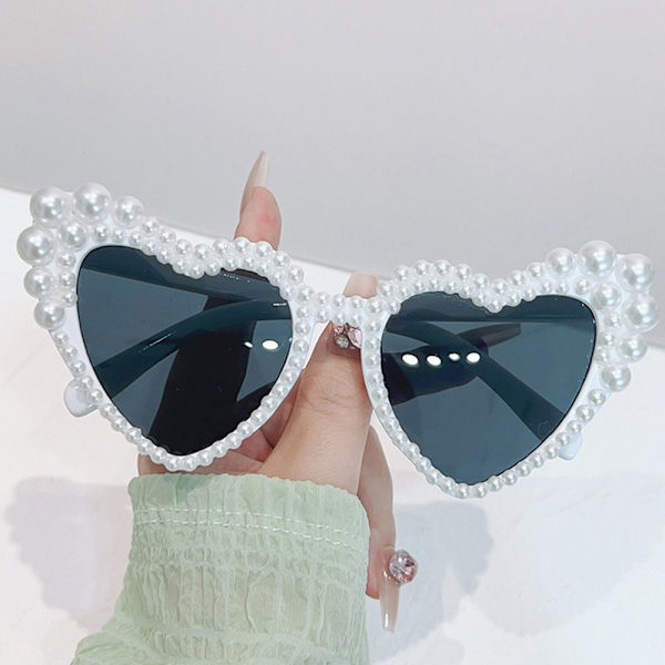 Imitation Pearl Frame aurinkolasit Kissansilmälasit VALKOINEN VALKOINEN White