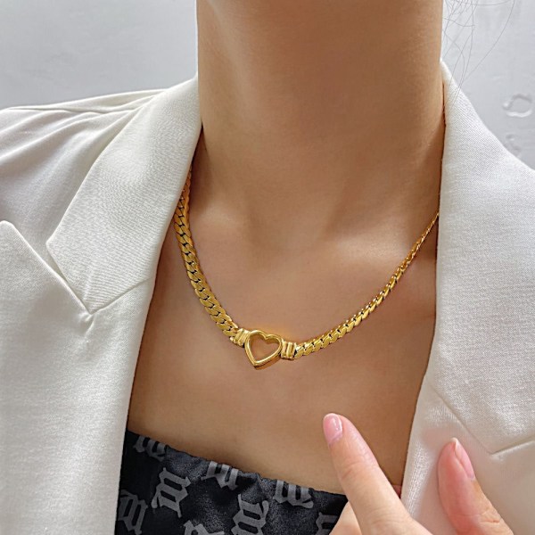 Kvinder Halskæde Cuban Link Chain GULD gold