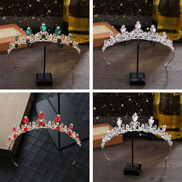Princess Crystal Tiaras Rhinestone Hårbøyle HVIT white