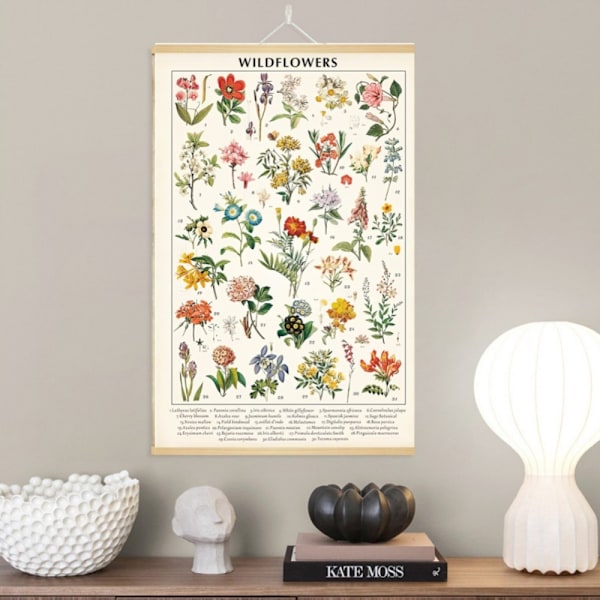 Vintage Wildflowers-plakat Botaniske veggkunsttrykk fargerike