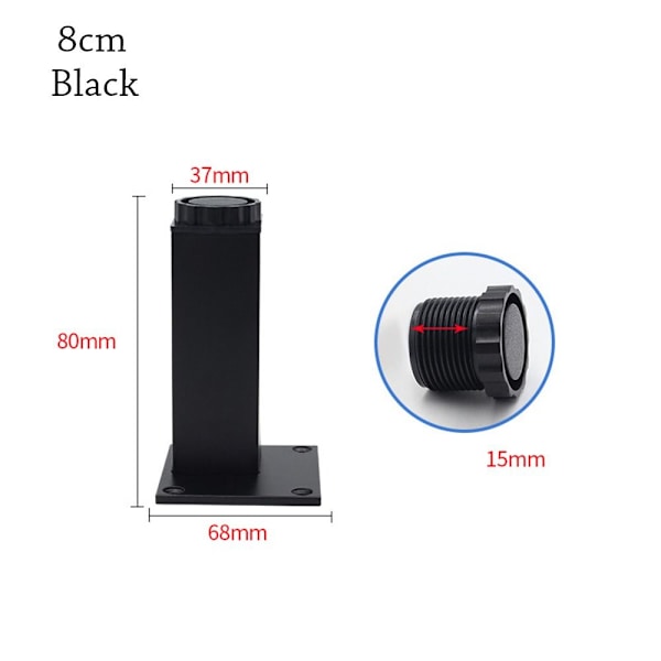 Huonekalut Pyörät Jalat MUSTA 8cm Black 8cm
