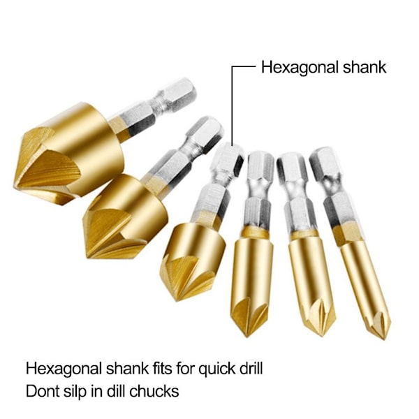 Vastaaltaan poranterä kuusiovarsi 6-19MM6PCS 6kpl 6-19mm6pcs