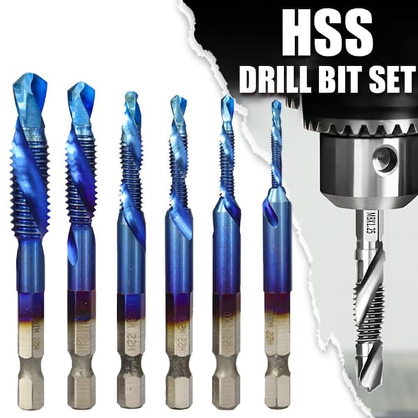 6 STK titaniumbelagte bits Hex-skafthanebor KORTE BOR