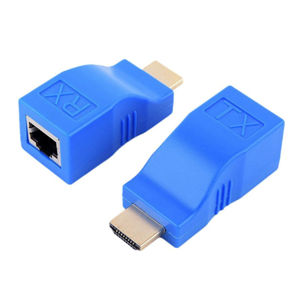 2 Stk Ethernet-kabel til HDMI HDMI-forlænger BLÅ Blue