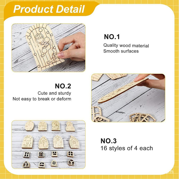 48/64ST Miniatyr Fairy Door Elf House Gate 1(64ST) 1(64ST) 1(64pcs)