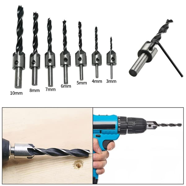23-Pack Woodworking Chamfer Drilling Tool Set 8 STK Træprop
