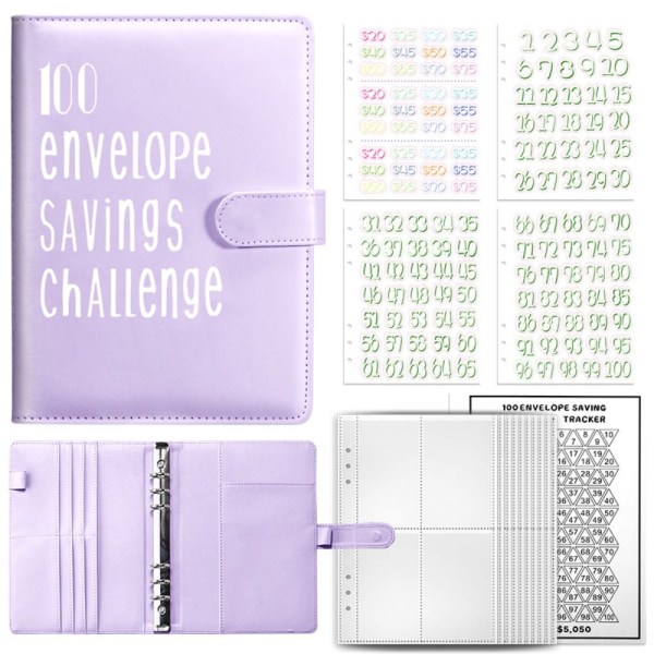Envelope Challenge Binder Säästökirja PURPURIA purple