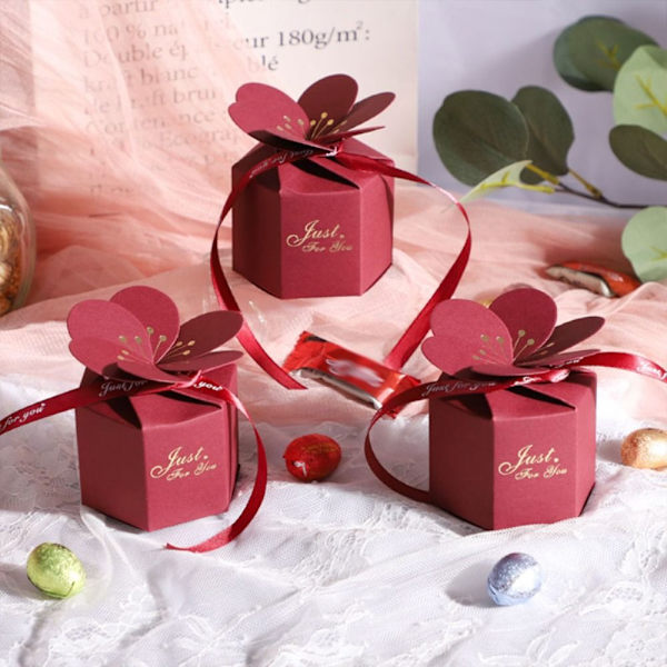 10 kpl Wedding Favor Box Suklaa karkkirasiat PUNAINEN Red