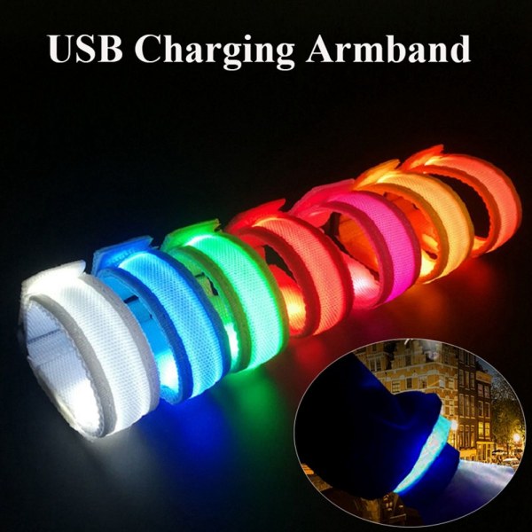USB laddningsarmband LED-ljusarmband RÖTT BATTERISTIL Red Battery style-Battery style