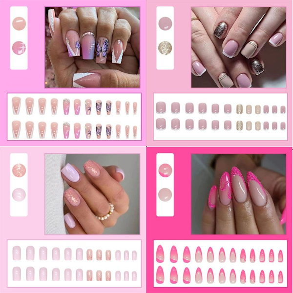 2 æsker 24 stk/æske Fake Nails Press On Nail Tips 2 BOXS-01 2 2 boxs-01