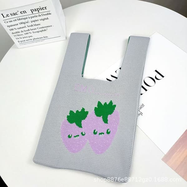 Knit Handbag Knot Wrist Bag GRÅ grey