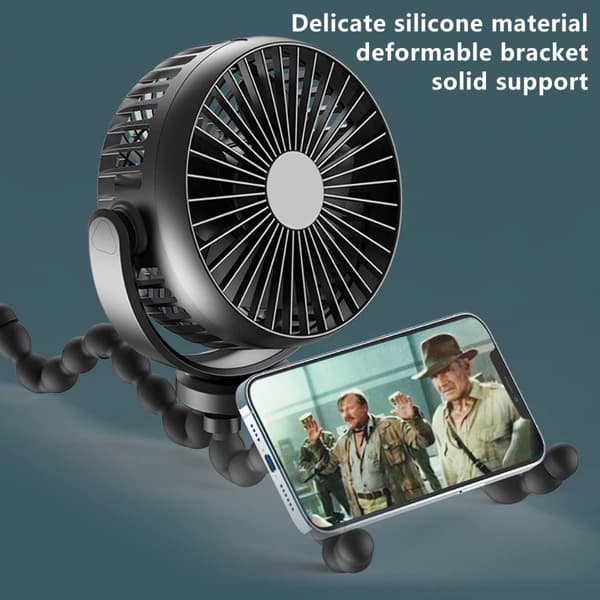 Blæksprutte Ventilator Klapvogn Ventilator SORT 5200MAH 5200MAH