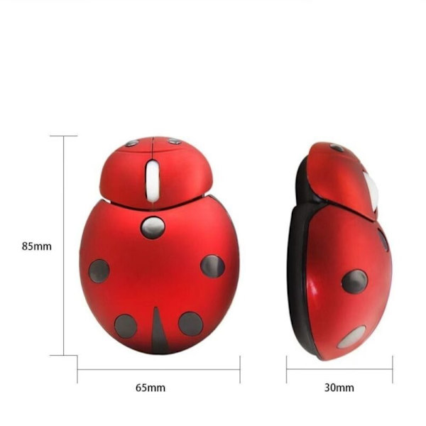 Trådløs Beetle Mouse Tegneserie Animal Mouse RØD Red