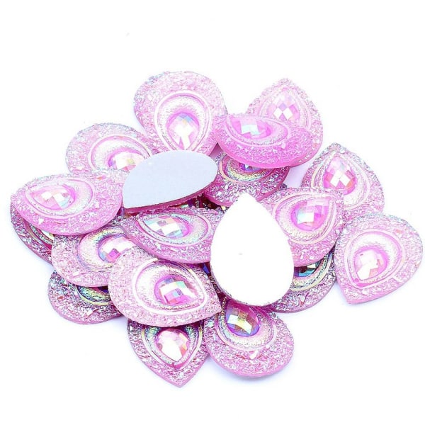 20g 18*25mm Glitter Vanndråpe Rhinestone Flatback Applique light pink