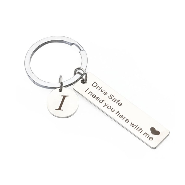 Drive Safe Keychain A-Z 26 Initialer Bokstäver Nyckelring I I