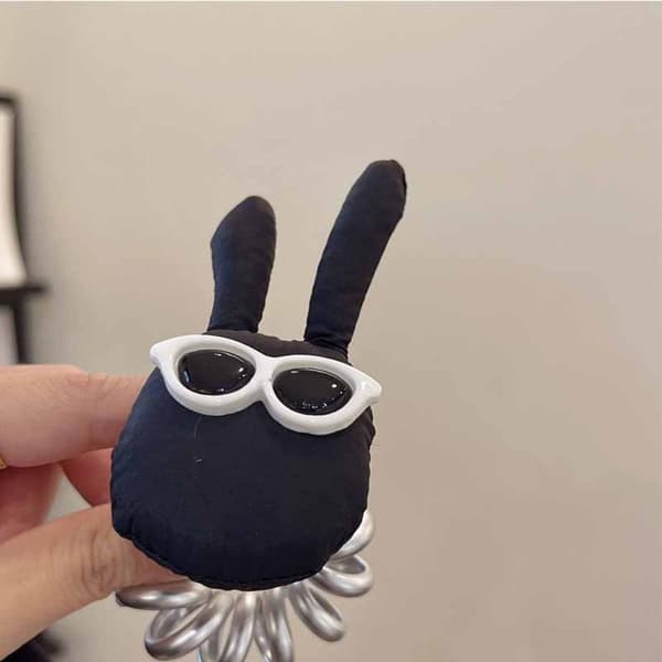 Puhelinlinjan hiusnauha Elastinen kuminauha BLACK Rabbit Rabbit Black rabbit-rabbit