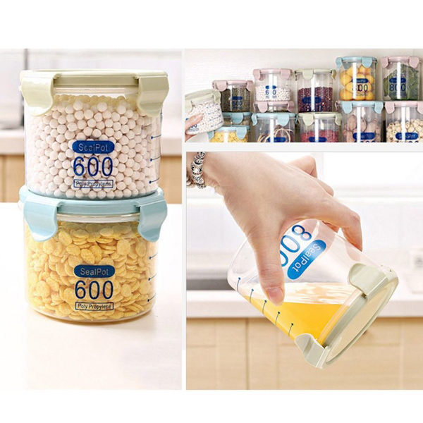 2 Stk Fødevarekonservering Beholder Korn Korn Krukke GRØN 800ML Green 800ML
