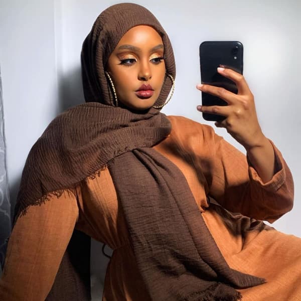 Crinkle Skjerf Vanlig Hijab KAFFE Coffee