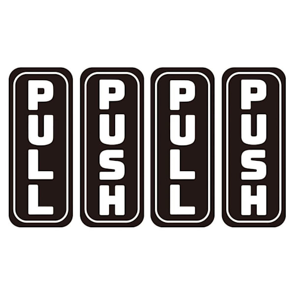 Push Pull Klistermærker Dørskilt Sort