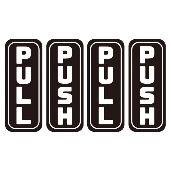 Push Pull Stickers Dörrskylt Svart